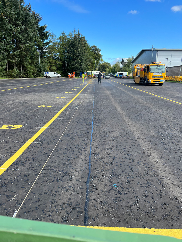 Tarmac and new ground marking in yellow